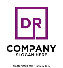D R lettering with square design vector template