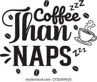 Prefiro tomar café do que cochilar uma ilustração tipográfica divertida