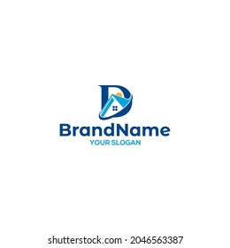 D Real Estate Logo Design Vector