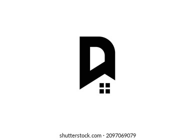 Diseño del logotipo inmobiliario. Diseño de icono de letra D para la empresa de construcción. Diseño del logotipo del icono del hogar D. Diseño del logo de la empresa inmobiliaria. Logotipo de construcción y propiedad inmobiliaria.