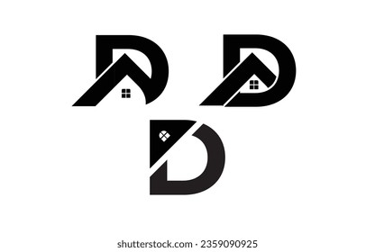 D real estate logo design. Letter D Logo design with home. D home icon logo design. Real estate company logo design.