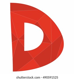 D red alphabet vector letter isolated on white background
