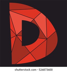 D red alphabet vector letter isolated on black background