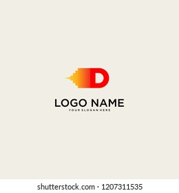 D rocket initial logo vector