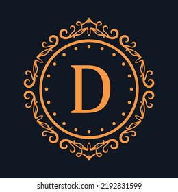 emblema del logo D Royal aislado en una rica imagen vectorial de fondo azul oscuro.