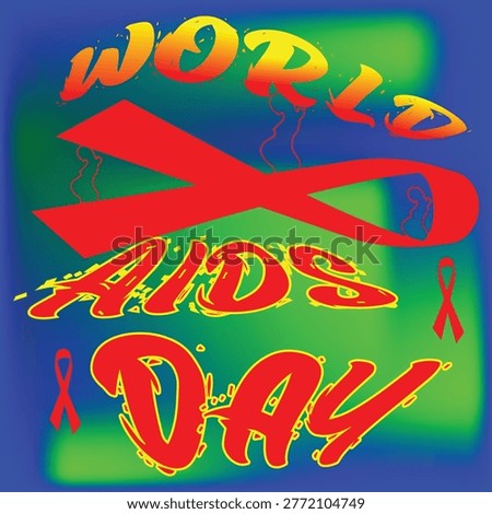 A I D S Day red ribbon text with human silhouette AIDS Day AIDS awareness HIV awareness health