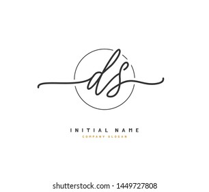 D S DS Beauty vector initial logo, handwriting logo of initial signature, wedding, fashion, jewerly, boutique, floral and botanical with creative template for any company or business.