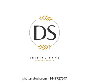 D S DS Beauty vector initial logo, handwriting logo of initial signature, wedding, fashion, jewerly, boutique, floral and botanical with creative template for any company or business.