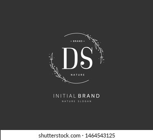 D S DS Beauty vector initial logo, handwriting logo of initial signature, wedding, fashion, jewerly, boutique, floral and botanical with creative template for any company or business.