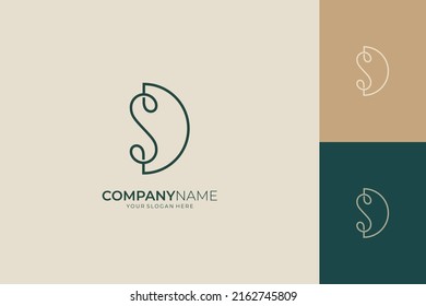 D, S, DS letter monogram logo with continuous line style