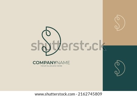 D, S, DS letter monogram logo with continuous line style Zdjęcia stock © 