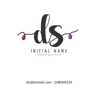 D S Initial handwriting logo vector template