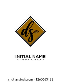 D S Initial Handwriting Logo Template Vector