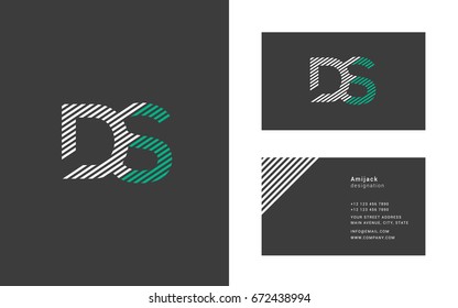 D S joint line letter logo with business card template
