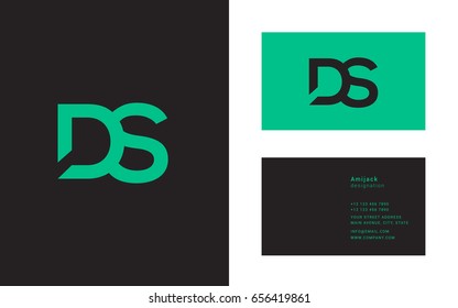 D S joint logo letter symbol with business card template