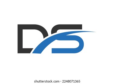D S letter logo design, with swoosh, Vector design concept