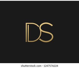 D S Unique Minimal Style golden and black color initial based logo