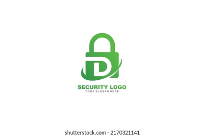 Inspiración en el diseño del logo de D Security. Diseño de plantilla de letras vectoriales para marca.