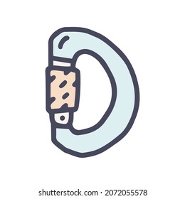 d shape carabiner color vector doodle simple icon