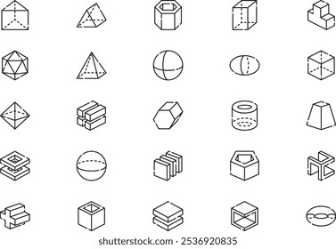 La colección de iconos de Formas D es una Ilustración vectorial con trazo editable.