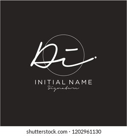 D I Signature initial logo template vector