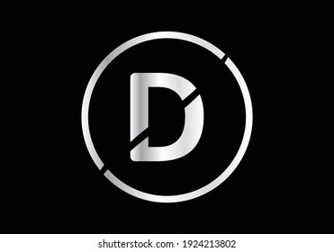 D Silver Letter Logo Design With Circle Swoosh And Silver Metal Texture.