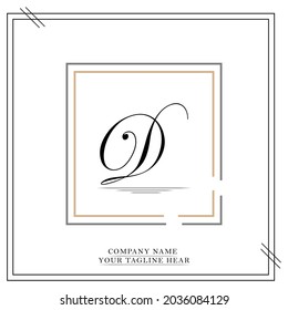 Diseño del logotipo de la letra del alfabeto simple D. fondo blanco.