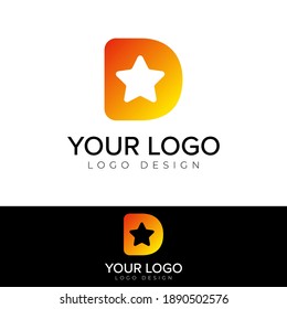 Diseño de logotipo D y estrella D plantilla de vector de logotipo de letra