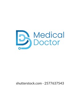 D stethoscope logo flat logo medical