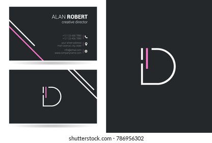 I & D stroke logo vector with business card template