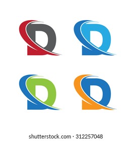 d swoosh letter color set