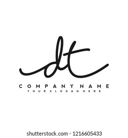 D T Initial handwriting logo vector