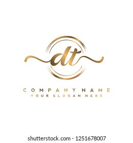 D T Initial Handwriting Logo Vector