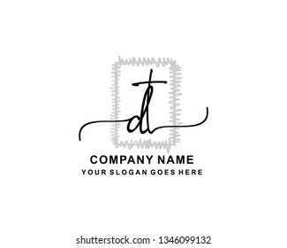 D T Initial Handwriting Logo Template