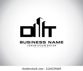 D T Initial logo concept with building template vector.
