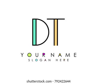 D & T initial minimalist logo template vector