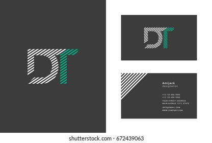 D T joint line letter logo with business card template