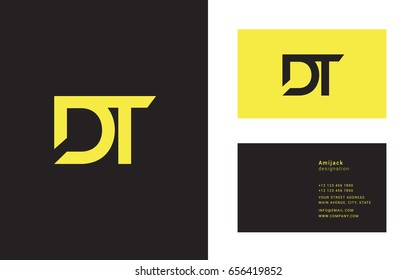 D T joint logo letter symbol with business card template
