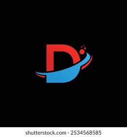 D tech logo design template, D tech logo, D technology vector
