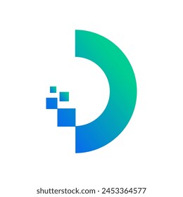  D tech logo vector design illustration