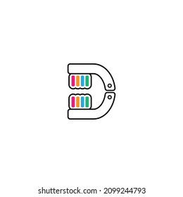 Logo De Pincel De Dientes D Con Fondo Blanco