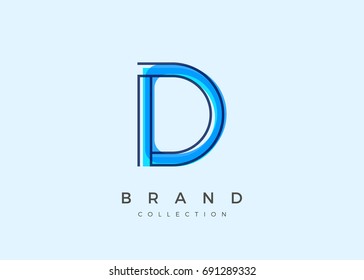 D typography alphabet font logo Icon Abstract Overlay Fusion Design template in white background
