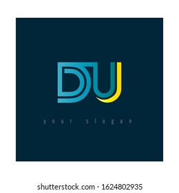 D & U, D U alphabet letters joint logo gradient abstract vector