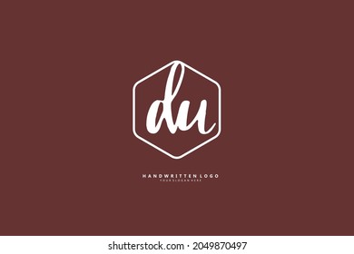 D U DU Initial handwriting or handwritten logo for identity. Logo with signature and hand drawn style.