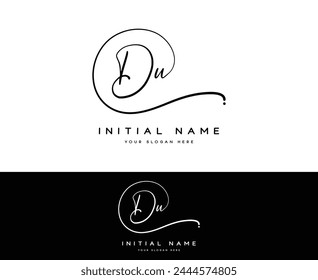 d u du initial letter handwriting and signature logo