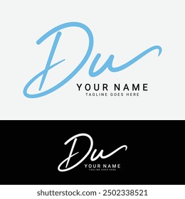 D, U, DU Initial letter logo. Alphabet DU Handwritten Signature logo