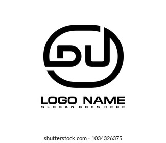 D U Initial circle logo template vector