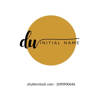 D U Initial handwriting logo vector. Hand lettering for designs.