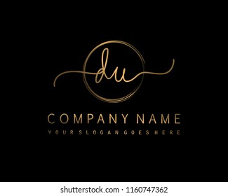 D U Initial handwriting logo vector