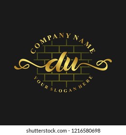 D U Initial handwriting logo vector. Hand lettering for designs.
